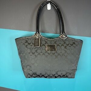 Coach Black Canvas Black Bleecker Signature Tote